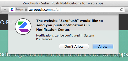 Safari push request permission